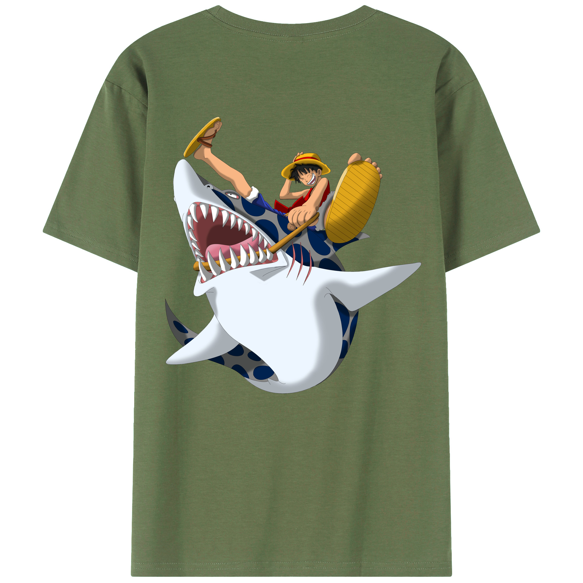 ワンピース モンキー・D・ルフィ ONE PIECE Monkey D. Luffy 綿100％ メンズ半袖Tシャツ（バックプリント） 通気性